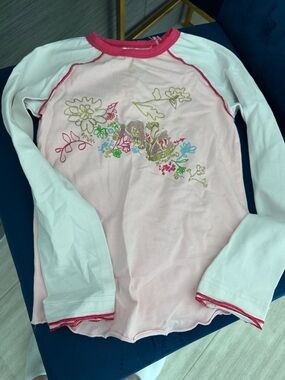 Girls' Pink Floral Raglan Long-Sleeve Top